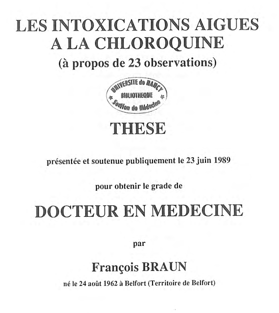 les intoxications aiguës à la chloroquine