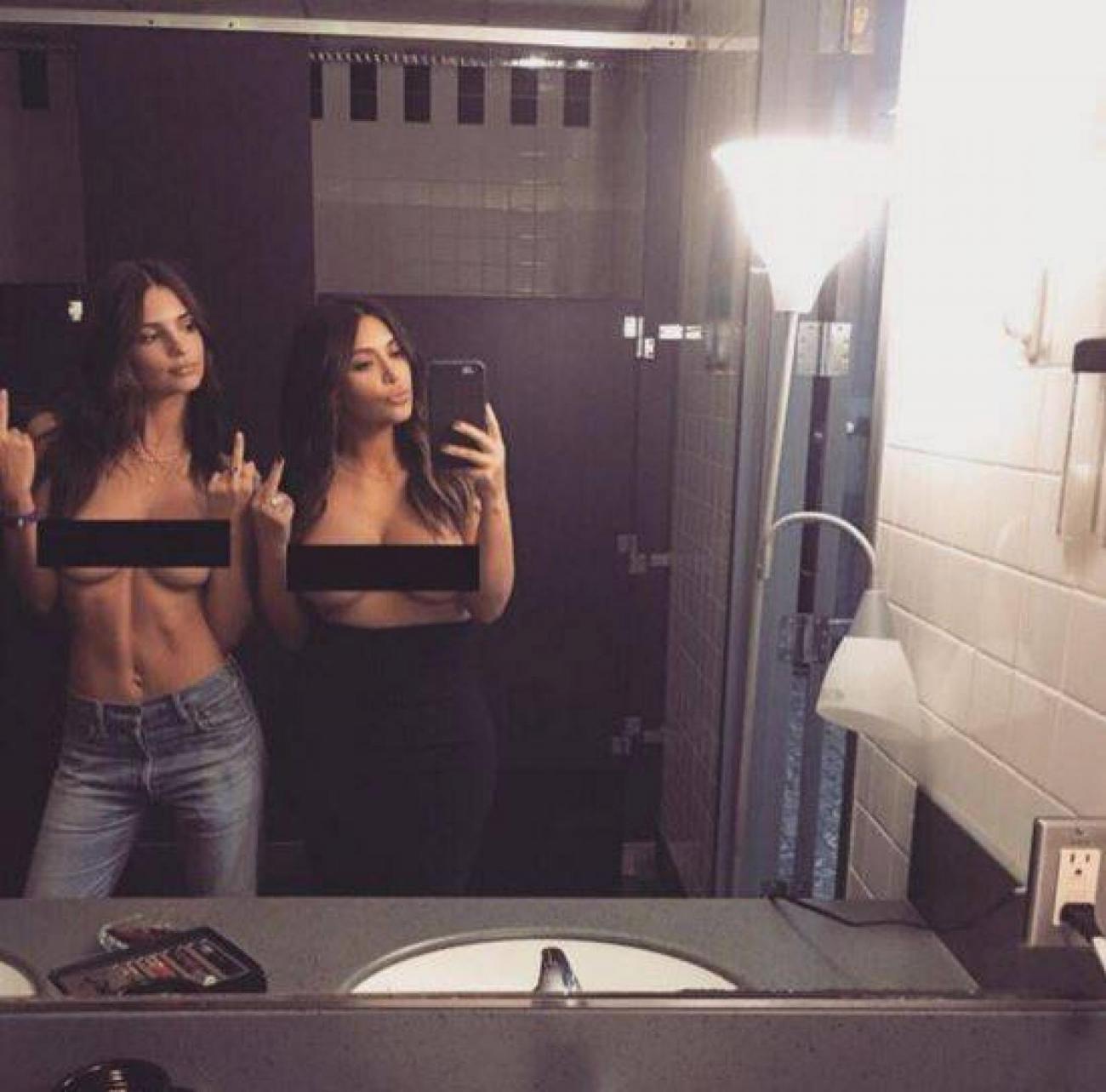 Selfie sexy: Kim Kardashian et Emily Ratajkowski seins nus sur Instagram |  FranceSoir