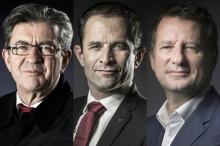 Le photomontage en date du 17 février de portrait de candidats à la présidentielle française Jean-Lu