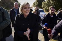 Marine Le Pen sur le plateau de TF1 lors du journal de 20 heures le 22 février 2017 à Boulogne-Billa