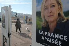 Des affiches électorales de la candidate FN à la présidentielle Marine Le Pen, le 22 février 2017 à 