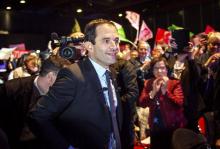 Benoît Hamon à son arrivée à un meeting le 23 février 2017 à Arras