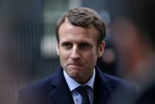 Le candidat à la présidentielle française Emmanuel Macron à Londres, le 21 février 2017