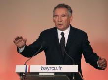 François Bayrou lors de l'annonce de son alliance avec Emmanuel Macron le 22 février 2017 au siège d