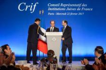 Le président français François Hollande au dîner annuel du Crif, le 22 février 2017 à Paris