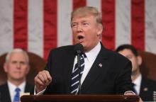 Le président américain Donald Trump lors de son discours au Congrès, le 28 février 2017 à Washington