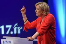 Marine Le Pen lors d'un meeting à Déols dans l'Indre, le 11 mars 2017