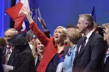 Marine Le Pen, candidate Front national à la présidentielle, le 26 mars 2017 en meeting à Lille