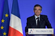 François Fillon lors de la conférence de presse au cours de laquelle il a présenté son programme, le