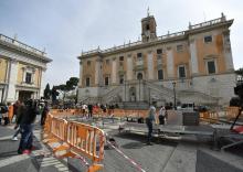 Préparatifs à la veille de l'anniversaire des 60 ans du Traité de Rome, le 24 mars 2017 à Rome