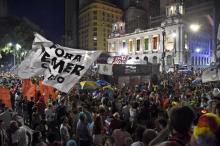 Manifestation contre la politique d'austérité du gouvernement de Michel Temer à Rio, le 24 février 2