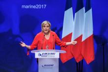 Marine Le Pen, candidate FN à la présidentielle, le 11 mars 2017 à Déols dans l'Indre