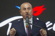 Le ministre turc des Affaires étrangères, Mevlut Cavusoglu, lors d'une conférence de presse à Berlin