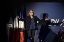 Marine Le Pen, candidate du Front national à la présidentielle, lors d'un meeting électoral, le 17 f