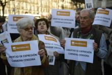 Des membres de l'association Hazte Oir ("Fais-toi entendre"), le 1er mars 2017 à Madrid