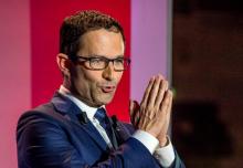 Benoît Hamon lors d'un meeting le 29 mars 2017 à Lille