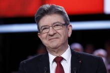 Jean-Luc Mélenchon avant son passage à L'Emmission politique sur France 2, à Saint-Cloud, le 23 févr