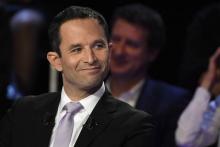 Benoît Hamon, candidat socialiste à l'élection présidentielle, sur le plateau de BFM TV et CNews le 