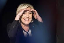 Marine Le Pen en campagne à Monswiller, dans le nord-est de la France, le 5 avril 2017