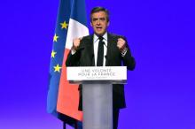 François Fillon lors d'un meeting de campagne à Toulouse le 13 avril 2017