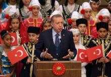 Le président turc Recep Tayyip Erdogan lors d'un discours à Ankara, le 20 avril 2017