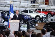 François Hollande dans l'usine PSA de Sochaux, le 14 avril 2017