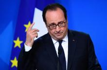 François Hollande lors d'une conférence de presse à l'issue du Conseil européen extraordinaire à Bru