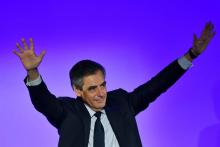 Le candidat LR à l'élection présidentielle François Fillon lors d'un meeting à Perols, près de Montp