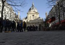 Le bâtiment historique de l'université de la Sorbonne à Paris, le 5 mars 2015