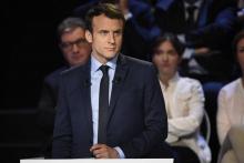 Emmanuel Macron lors du débat télévisé entre les onze candidats à la présidentielle sur les chaînes 