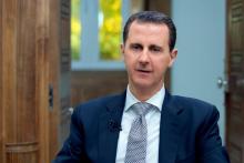 Le président syrien Bachar al-Assad à Damas, le 12 avril 2017 lors d'une interview à l'AFP