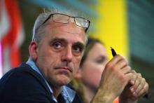 Philippe Poutou, candidat du NPA à la présidentielle, à Montpellier le 7 avril 2017