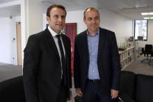 Laurent Berger, le secrétaire général de la CFDT, avec le candidat d'En Marche! Emmanuel Macron, à P