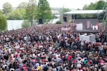 Le candidat de "la France insoumise" à la présidentielle, Jean-Luc Melenchon, en réunion de campagne