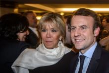 Emmanuel Macron et son épouse Brigitte au dîner du Crif le 22 février 2017 à Paris