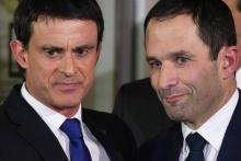 Benoît Hamon et Manuel Valls à Paris le 29 janvier 2017