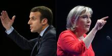 Un photomontage créé le 30 avril de portrait d'Emmanuel Macron et Marine Le Pen