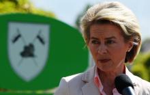 La ministre allemande de la Défense Ursula von der Leyen, lors d'une conférence de presse à Illkirch