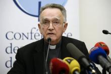 Le président de la Conférence des évêques de France (CEF), Mgr Georges Pontier, le 12 avril 2016 à P