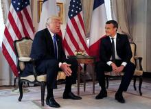 Le président américain Donald Trump et le président français Emmanuel Macron se retrouvent pour un d