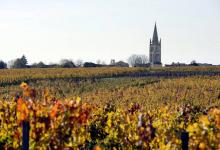 Des vignobles et un clocher à Saint-Emilion, le 12 novembre 2011