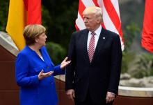 La chancelière allemande Angela Merkel et le président américain Donald Trump, à Taormina en Sicile 