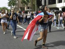 Des étudiants de l'université de Porto Rico manifestent à San Juan, à Porto Rico, le 24 mai 2017