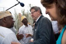 Jean-Luc Mélenchon en campagne à la Cité Félix Pyat à Marseille, le 3 juin 2017