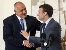 Le président français Emmanuel Macron et le Premier ministre bulgare Boiko Borissov à l'Elysée à Par