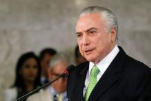 Le président brésilien Michel Temer à Brasilia le 31 mai 2017