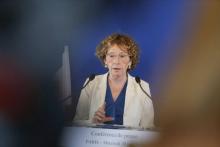 La ministre du Travail, Muriel Pénicaud, donne une conférence de presse le 28 juin 2017 à son minist