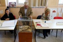 Un bureau de vote à Deauville lors du premier tour de la présidentielle, le 23 avril 2017