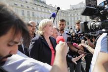 Marine Le Pen devant l'Assemblée nationale à Paris, le 21 juin 2017