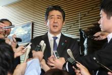 Le Premier ministre japonais Shinzo Abe fait une déclaration sur l'adoption d'une loi antiterroriste